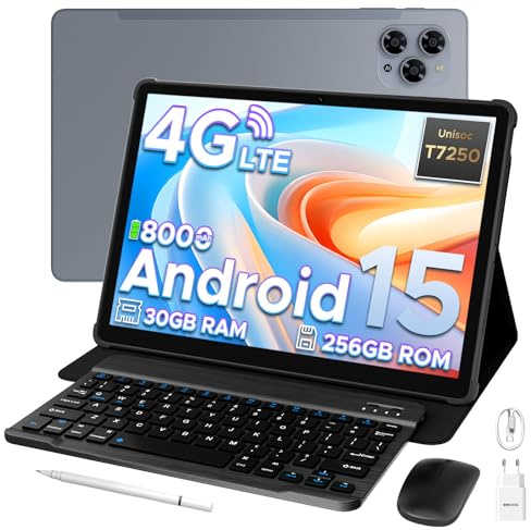 DOOGEE Tab G6 Android 15 Tablet mit Tastatur,30GB RAM+256GB ROM (2TB TF), 4G LTE Tablet 11 Zoll-90Hz,Octa Core T7250 Tablets mit SIM Card Slot,8000mAh, Widevine L1,Tablets mit Maus,Stift,Hülle
