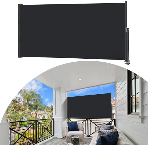 Kuro-Sagol Toldo Lateral Retráctil, Balcón con Mango, Terraza De Parabrisas, Jardín, Balcón Y Ventana, Toldo Impermeable Y Resistente A Los Rayos Ultravioleta (Antracita, 100X300Cm)