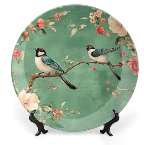 Sfondo Piatto Decorativo In Ceramica, Piatto Decorativo In Stile Cinese Con Supporto, Piatti Decorativi In Cina Osso Uccello Piatto Di Porcellana Arte Per Soggiorno