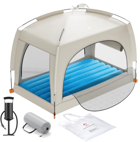 QPAU Inflatable Kids Air Mattress with Tent, Portable Design, Ages 3+