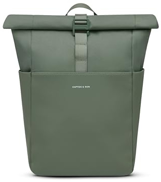 Kapten & Son Rucksack Basic Dusty Green 14-16,5 L | Rolltop Rucksack Damen & Herren Grün | Handgepäck Rucksack mit 14'' Laptopfach | Vegan & Wasserabweisend