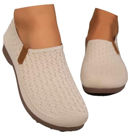 Ballerine da donna, comode slip-on per ballerina, antiscivolo, piatte, scarpe estive per costume tradizionale tradizionale Dirndl, morbide e sportive, per il tempo libero, beige., 36.5 EU