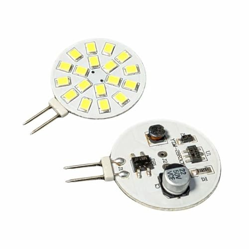 A2ZWORLD 2 Pezzi Lampadina LED G4 Bispina 12V 24V DC, 3W 300LM, Bianco Neutro 4000K, 18 SMD 2835, Ultra Slim Ø28mm, Luce Unilaterale