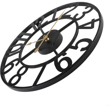 Wodsty Orologio da parete per esterni in metallo, vintage, silenzioso, decorazione da giardino, per patio, veranda, piscina, fattoria, facile lettura, resistente alle intemperie, 40 cm (C)