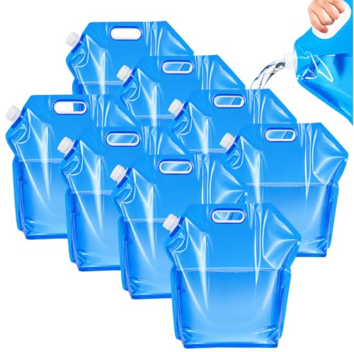 GOTRUST 8 Pack Collapsible Water Container, 10L Camping Water Bag Portable | Car Water Carrier Containers, BPA-Free, Outdoor Folding Drinking Water Bags for Camping Hiking Picnic BBQ Travel