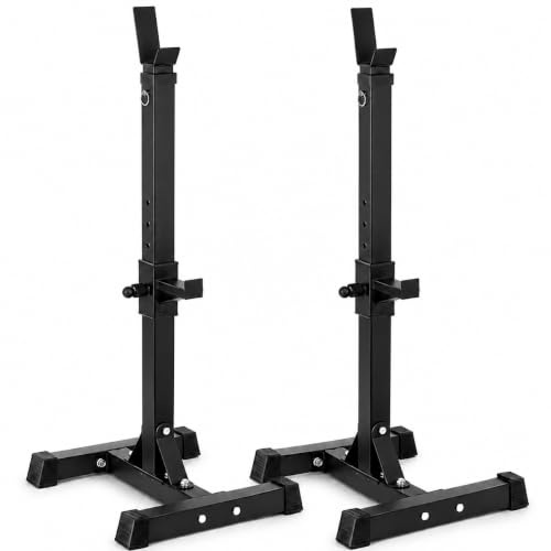 Adjustable Barbell Rack Squat Stand Pair Heavy Duty Weight Lifting Bench Press Gym Rack Multi-Purpose Home Gym Barbell Holder Fitness Equipment for Home Workout Strength Training