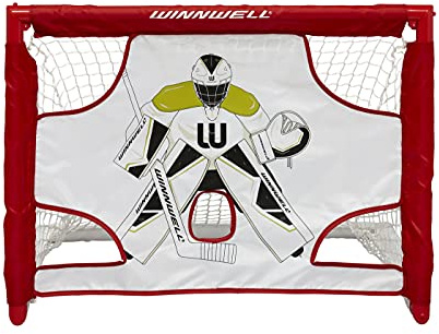 Winnwell Knee Hockey Goal Set - Indoor & Outdoor Hockey Training Equipment with Net Shooting Target, Sticks, Ball & Carry Case
