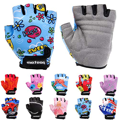 meteor Guanti da Ciclismo da Bambino con Corto Mezze Dita - Guanti da Ciclista per Bambini - Sicurezza Accessori - Mano Protect