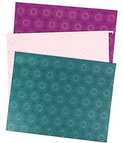 U Brands Hanging File Folders, Fleuri Jewel Tones, 12 Count