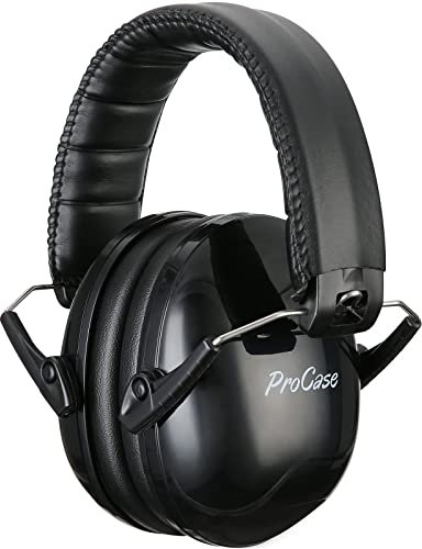 Procase Casque Anti Bruit Enfant, Casque Pliable Réglable Confortable, avec Une Atténuation de SNR 34dB, Serre-tête Souple pour Milieu Bruyant ou Stressant-Noir