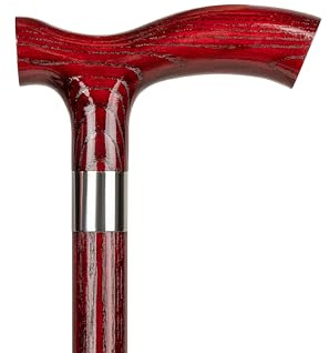 Dr. Watson Classic Fritz Gehstock – Handgefertigter Spazierstock aus Eschenholz mit polierter Edelstahlmanschette (Mahagoni)