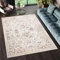 TAPISO Golden Teppich Kurzflor Wohnzimmer Schlafzimmer Luxuriös Creme Gold Braun Vintage Rahmen Blumen Meliert Verwischt Modern Design ÖKOTEX 200 x 300 cm