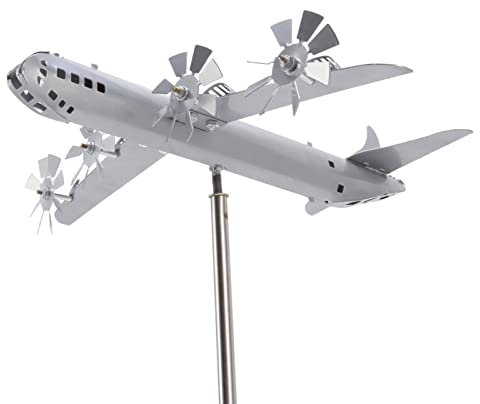 Yosoo Health Gear B-29 Superfortress Wind Spinner, Molino de Viento de Aviones de Acero Inoxidable, Molinos de Viento Giratorios de Escultura de Viento de Avión para Jardín, Patio, Decoración Al