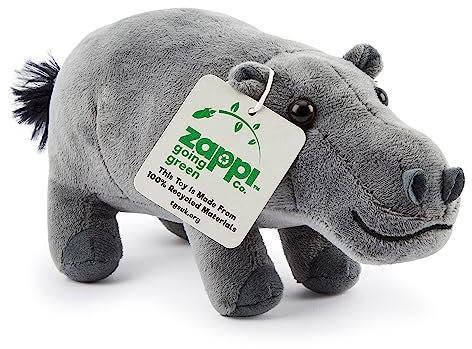 Zappi Co 100% recyceltes Plüschtier, Nilpferd (23cm Länge) Weiches, kuscheliges, umweltfreundliches Tiersammlung für Neugeborenes Kind Erstes Kind