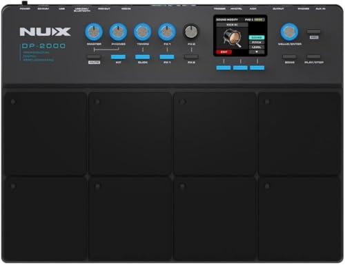 NUX DP-2000 8-Velocity Sensitive Independent Strike Percussion Pad with LED Lights, Digital Percussion Pad with UI Interactive Interface, Six On-Board Effects, Wavimport Function