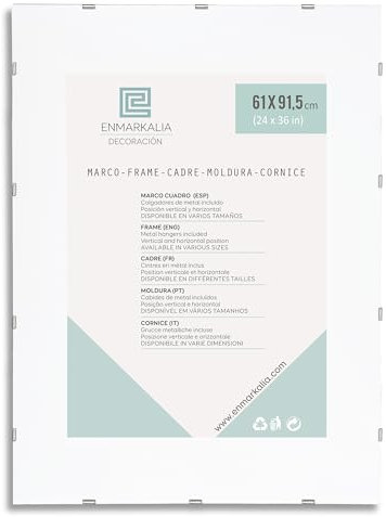 ENMARKALIA DECORACION Marco Clip 61x91,5 cm (poster) - cristal acrílico ultra resistente - soporte para fotos y laminas sin marco - fotos, diplomas, posters, laminas
