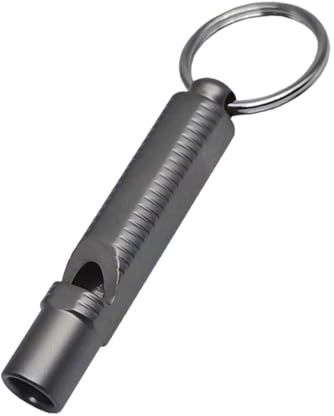 MiOYOOW Silbato de Emergencia de Titanio TC4 de 120 dB con Orificio para Colgar, Ideal para Senderismo, Acampada y Entrenamiento con Mascotas