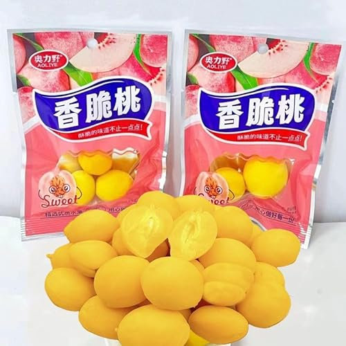 Crispy honey peach, yellow peach candied fruit, instant dried fruit, sweet and sour small peach 23g/pack, preserved fruit snacks, healthy fruit snacks, candies, Dim sum, vegetarian (5 packs)