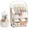 Mulaibdin Organizer Trucchi, Porta Trucchi Organizer Chiuso, Organizzatore Trucchi con Cassetti, Portapennelli da Trucco Girevole, Make Up Organizer Box con Coperchio per Bagno,Profumi,Skincare