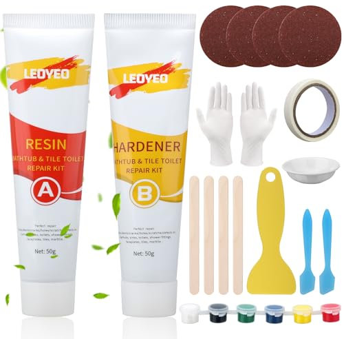 Kigniote Kit de réparation pour bac de douche et baignoire - Kit de réparation de carrelage en céramique blanche - 100 g - Pour panneau de baignoire et baignoire - Carreaux muraux en marbre -