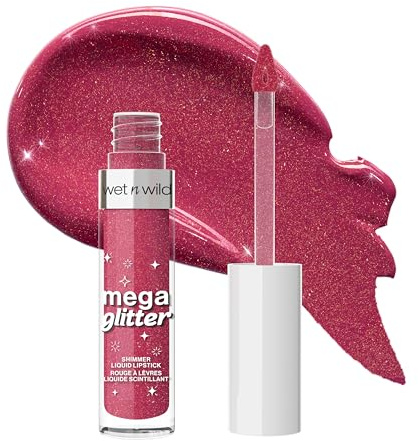 Wet n Wild Mega Glitter Shimmer Liquid Lipstick, Glitzer Lippenstift, Leichte Formel mit Vitamin E für Gepflegte Lippen, Angenehmes Tragegefühl, Pink Future