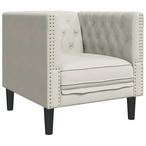 vidaXL Chesterfield Sessel, Loungesessel mit Knopfheftung, Polstersessel Relaxsessel für Wohnzimmer, Clubsessel Cocktailsessel Sofa, Creme Samt
