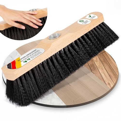 ORGAFLIX Besen ohne Stiel mit weichen Borsten 28cm, rostfreies Metallgewinde 24mm, Deutsche Qualitätsmischung, Stubenbesen, Zimmerbesen, Kehrbesen ohne Besenstiel, Made in Germany