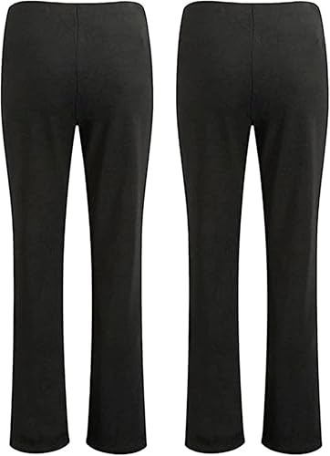 USNA New Ladies 2 Pack Bootleg Soft Fined Ribbed Pull On Work Trousers, Plus Sizes Ladies Work Pants Trousers