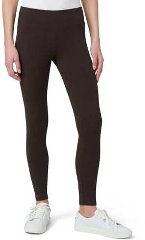 HUE Women's Ultra Soft Cotton Leggings with Wide Waistband, Full and Capri Length, Espresso, X-Large