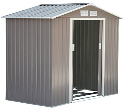 Outsunny 7' x 4' Outdoor Storage Shed, Garden Tool Metal Shed with Foundation Kit, Double Lockable Door, Air Vents and Sloping Roof, for Backyard, Patio, Lawn, Gray