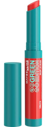 Maybelline New York Pflegender Lippenstift mit glänzendem Finish, Vegane Formel mit natürlichen Inhaltsstoffen, Green Edition Balmy Lip Blush, Nr. 003 Sunshine, 1 Stück