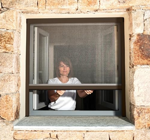 Insektenschutzrollo für Fenster & Türen, Aluminium – Luxus (Braun RAL 8014, L 1250 x H 1600 mm)