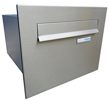 B-24 XXL Edelstahl Mauerdurchwurf Briefkasten mit Namensschild (Tiefe: 38,5 cm) - LETTERBOX24.de