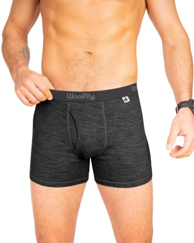 Men's Merino Boxer Brief, 5 Inseam By Woolly | RWS Certified | Soft, Stink Free, Seattle Designed - Charcoal Grey - M