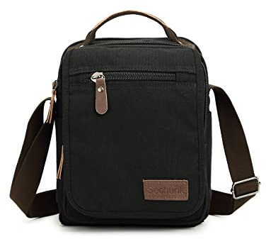 Sechunk Small Canvas Messenger Bag For Men Women Shopping Outdoor Leisure (black)