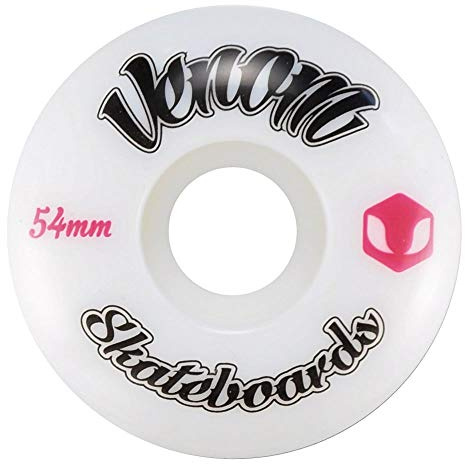 Venom Skateboards Wheels 99a Urethane for Street Skating Skateparks White Set of 4 Size 54mm