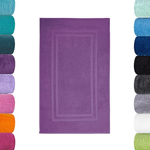 Lavea Badematte, Badteppich, Duschvorleger, Lila, 50 x 80 cm Premium Frotteeserie Bali | GOTS Zertifiziert, 100% Bio Baumwolle