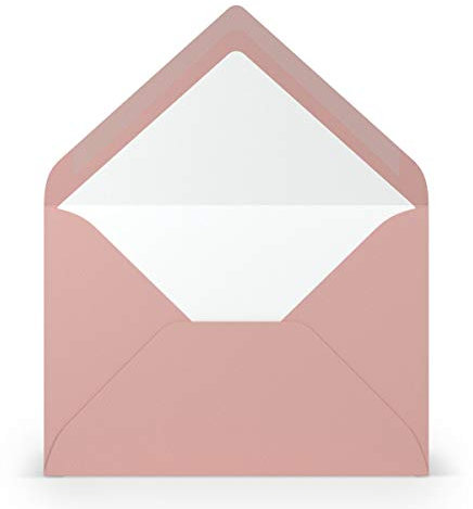 PAPERADO 50 Briefumschläge DIN B6 Rose gerippt Alt-Rosa - 100 g/m² Kuvert Ohne Fenster 17,8 x 12,5 cm - Umschläge mit Nassklebung spitze Klappe
