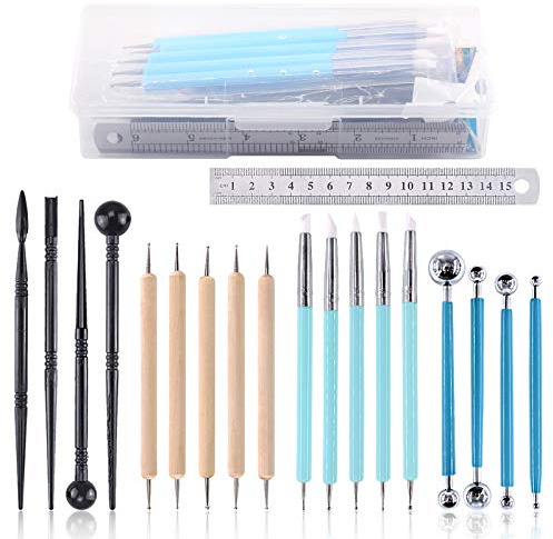 Swpeet Kit de herramientas de modelado de arcilla, herramienta de puntero de bola, herramientas de cerámica, herramientas de arcilla de plástico, arcilla, cerámica