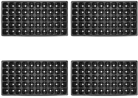Angoily Plateau De Semis 54X28X4.5 Cm 50 Trous Bac De Culture en Plastique Noir pour PéPinièRe Et Semis IntéRieur Jardin