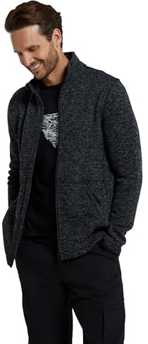 Mountain Warehouse Veste en Polaire Idris II pour Homme - Entièrement zippée, Respirante, légère - Encolure Droite, Poches latérales - Les Voyages et Le Plein air, Hiver Noir 3XL