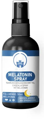 Saint Nutrition® Melatonin Spray hochdosiert 0,5 mg Tagesdosis – Beruhigungsmittel für den Mensch zum Einschlafen – Einschlafspray extra stark, rezeptfrei und ohne Alkohol - vegan, 50 ml