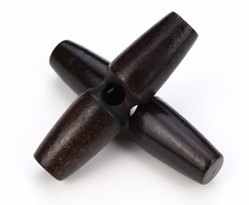 12 Stück Knebelknöpfe schwarzbraun 40mm Knebel 1 Loch länglich Knöpfe Keilknöpfe zum annähen nähen basteln - Jackenknöpfe Mantelknöpfe