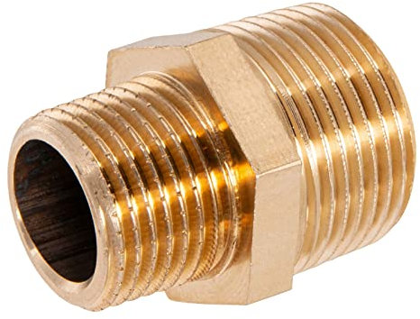 Sanitop-Wingenroth Reduzierdoppelnippel Nr. 3245 mit Typ 3/4 '' x Typ 1/2 '' AG, Fitting mit zwei Außengewinden Reduzierter Durchmesser Gewindefitting für die Feininstallation Mehrkant Rotguss 163507