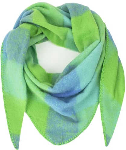 Gloop Bufanda para mujer XXL, triángulo, pañuelo triangular, suave y esponjoso, sin arañazos en la piel, 200 x 140 cm, Verde-azul, Talla única