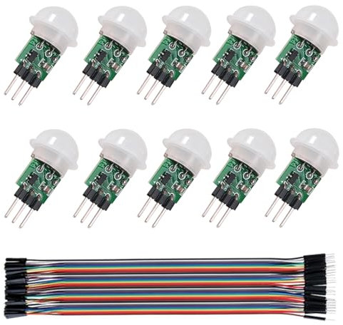 AEDIKO 10pcs AM312 PIR Motion Sensor AM312 Mini Detector Module HC-SR312 Pyroelectric Infrared PIR Motion Automatic Detector DC 2.7 to 12V With Jumper Cable
