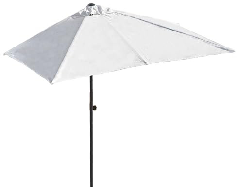 Sonnenschirm Halbrund Ø 2,50 x 1,30m, Halb-Schirm Balkonschirm Wandschirm mit Höhenverstellung, UV-Schutz, Weiß
