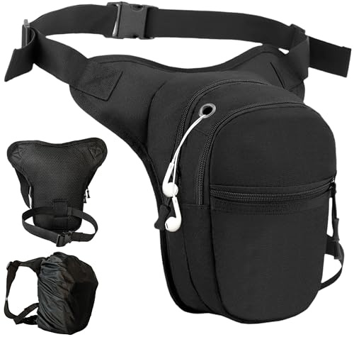 OnlyPRIME Sacoche Cuisse Moto imperméable – Sac Moto pour Homme, Pochette Ceinture résistante avec Design réfléchissant et Attache Porte-clés – Equipement Moto (Housse de Pluie)