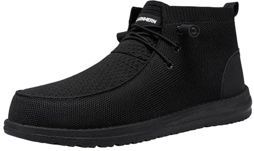 LARNMERN Slip On Safety Trainers Men Steel Toe Cap Loafers Boots Work Shoes Lightweight Comfortable Walking Sneakers(10 UK, Black-399)