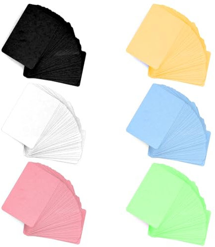 300 Stück leere Kraftkarten, Karteikarten, leere Papierkarten, Visitenkarten, Lernkarten, Speicherkarten, Postkarten zur eigenen Gestaltung von Informationsspeichern, schwarz/weiß/rosa/gelb/blau/grün